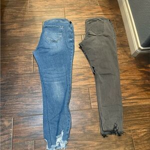 Chic Blue and Gray Women's Maternity Skinny Jeans